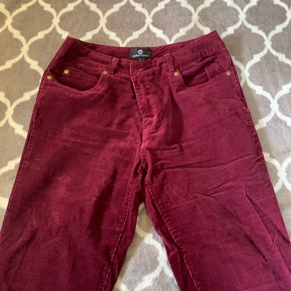 Velvety red corduroy pants